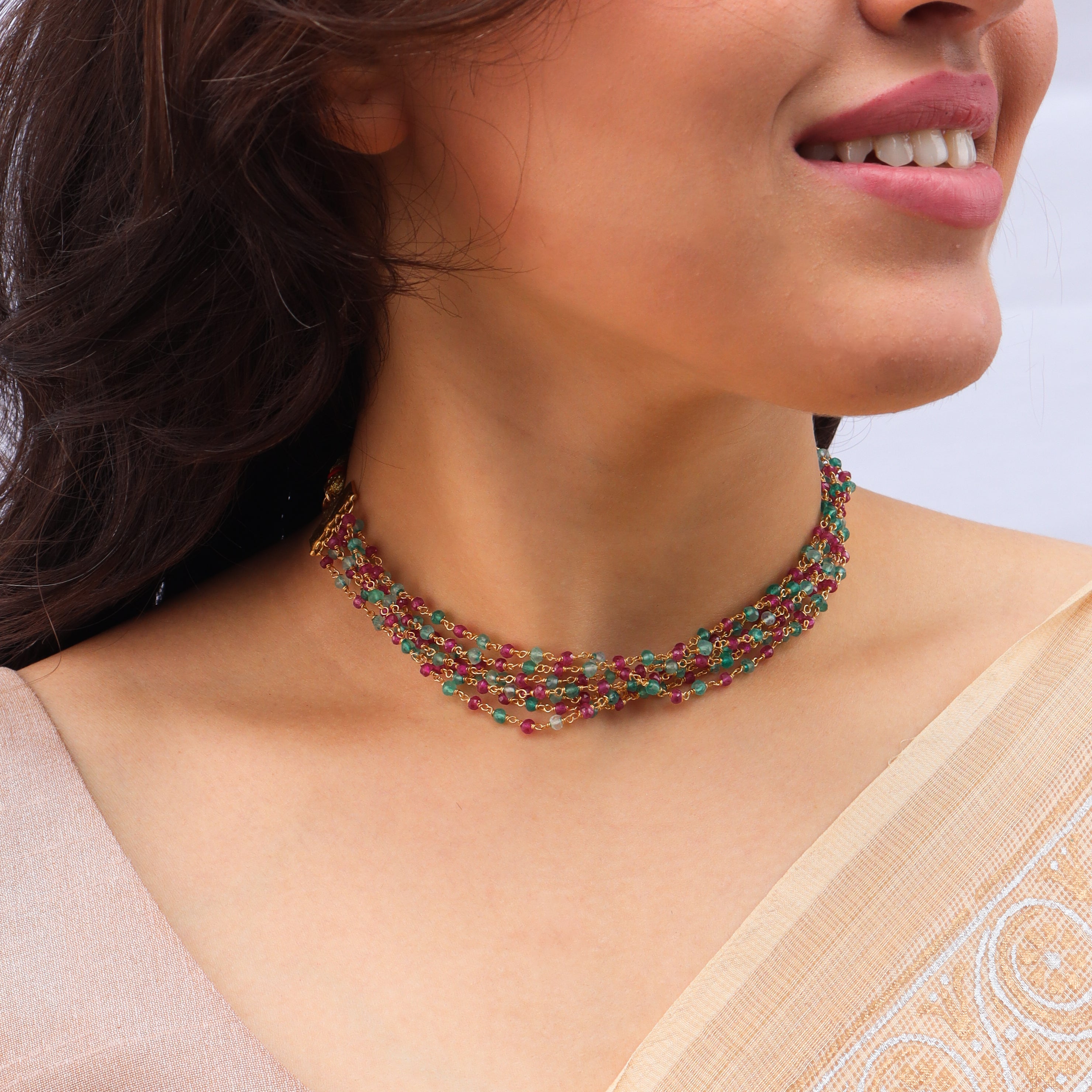Luxe Necklace - Green Onyx with Ruby