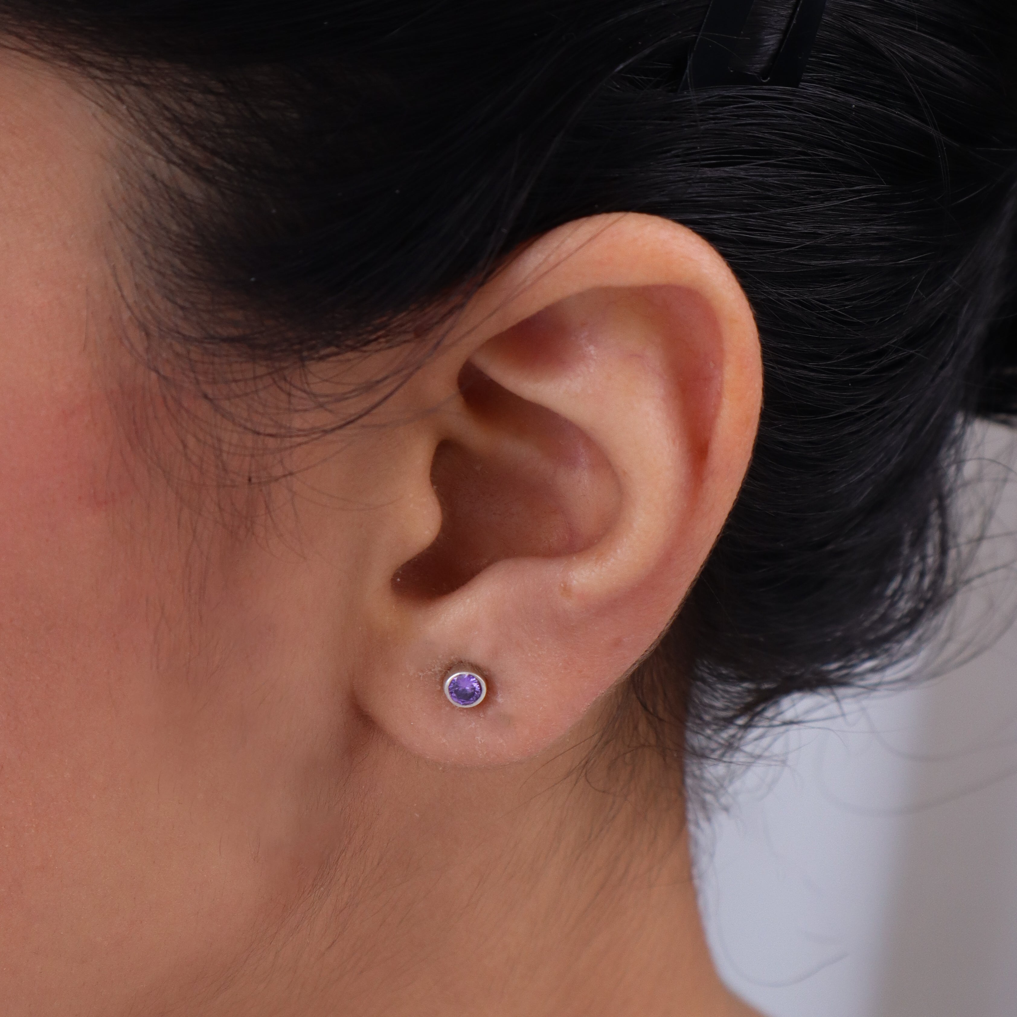 CZ Purple Stone Silver Studs | 92.5 Silver