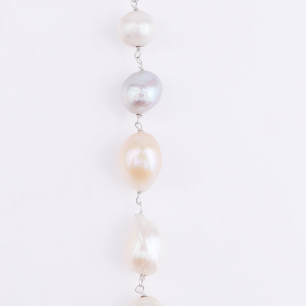 Silver Green CZ Tanmani Set with Freshwater Pearl Ganthan