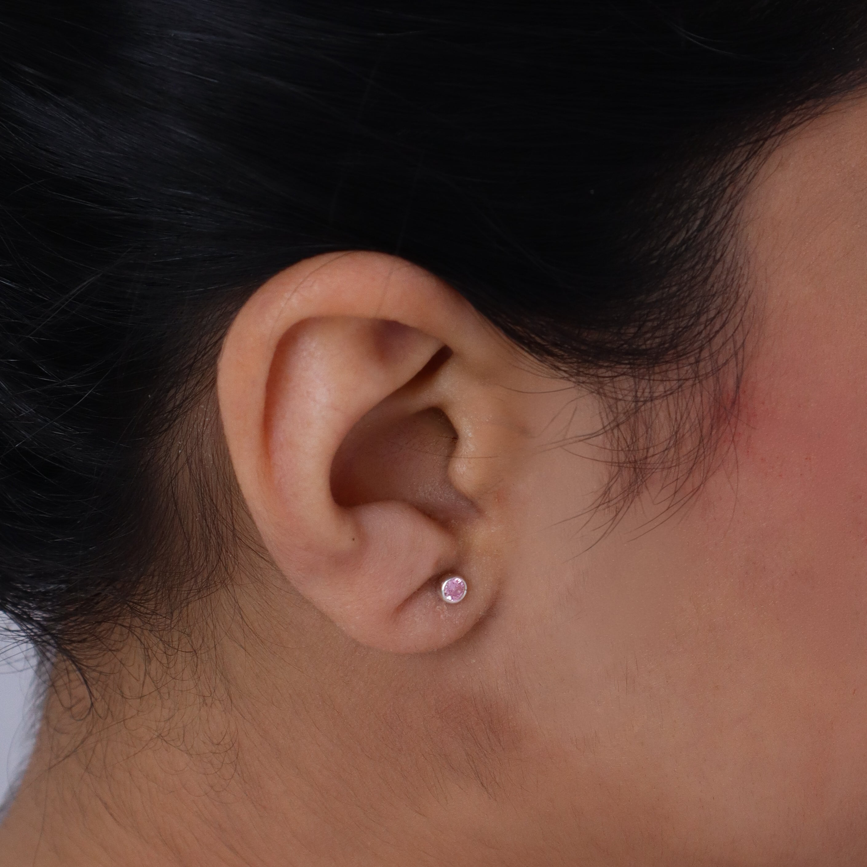 Tiny Light Pink Stone Silver Studs | CZ | 92.5 Silver