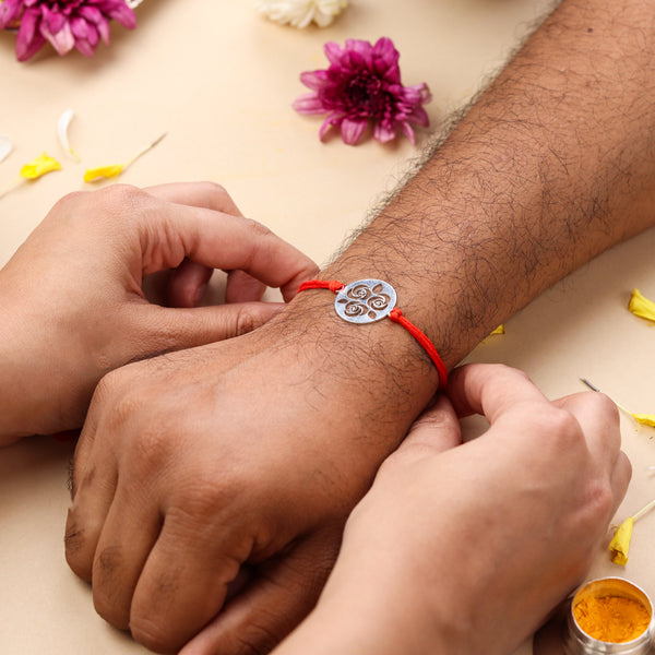 Silver Laser Cut Rose Bunch Rakhi