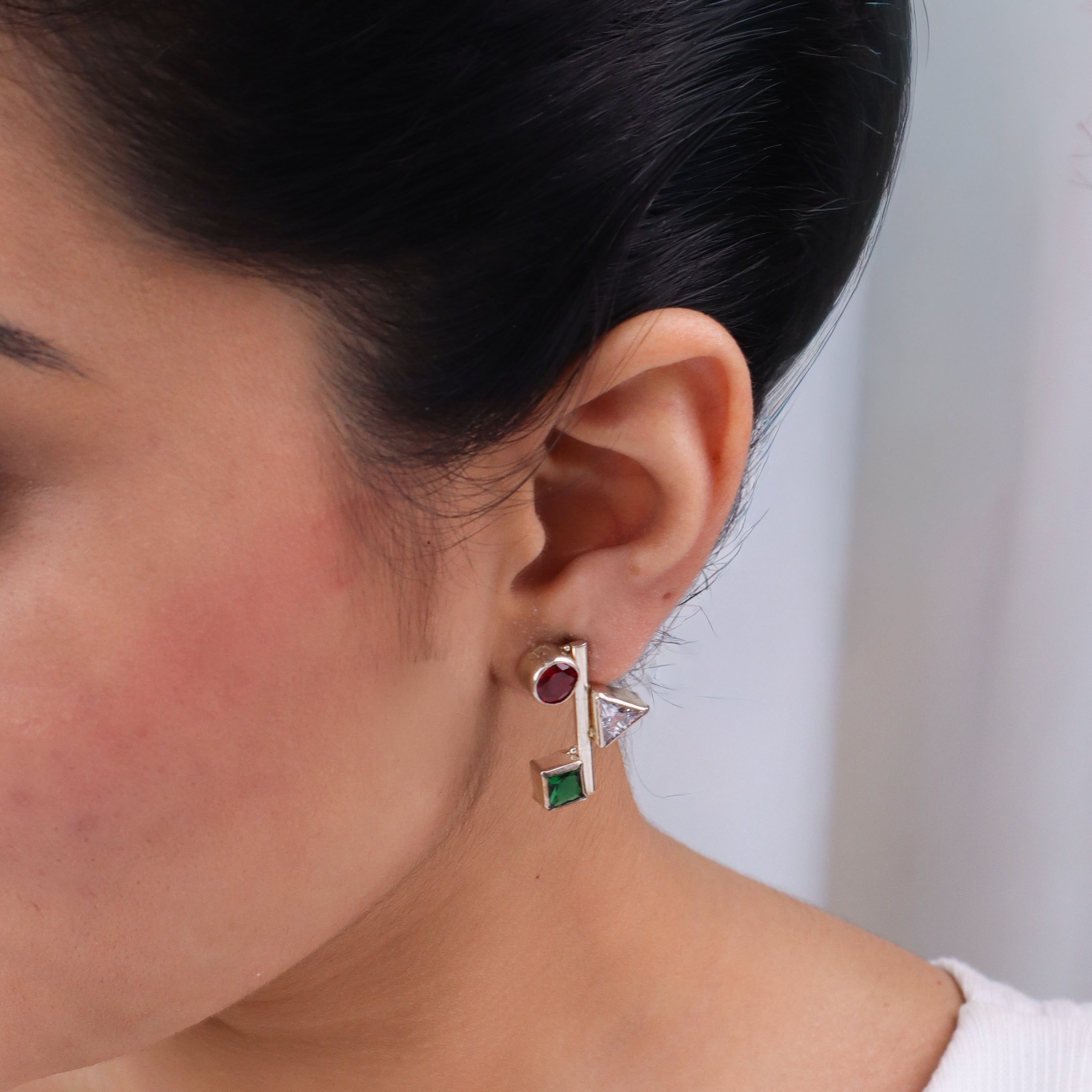 Geometric Earring  | CZ | 92.5 Silver