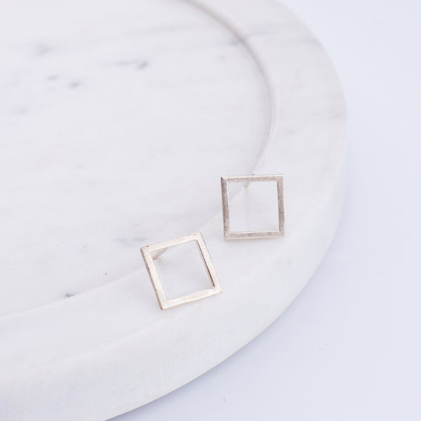 Tiny Silver Square Studs | 92.5 Silver