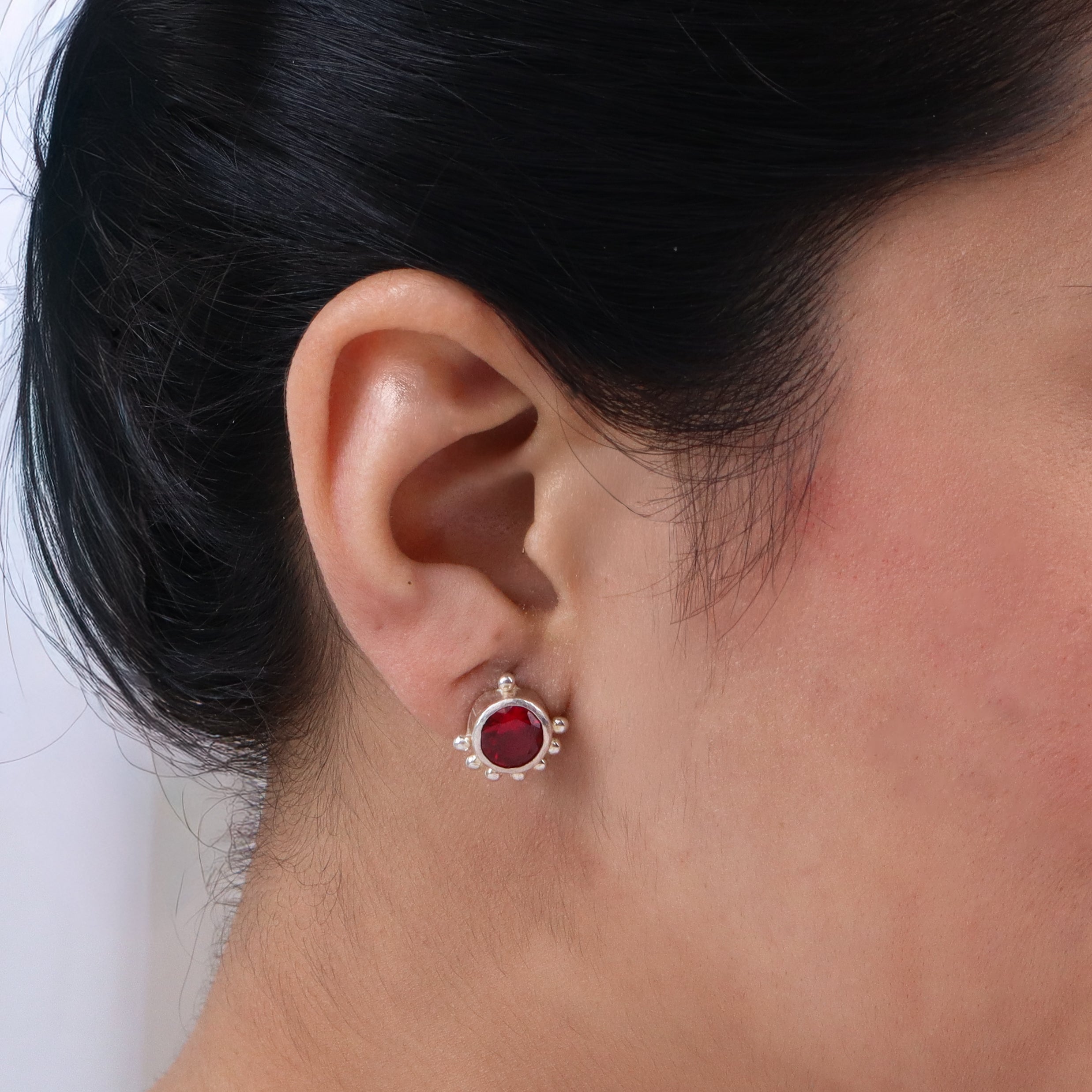 Silver Red Studs | CZ | 92.5 Silver