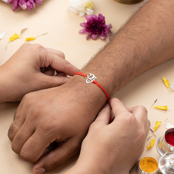 Silver Laser Cut 'स' Akshar Rakhi in Devnagari