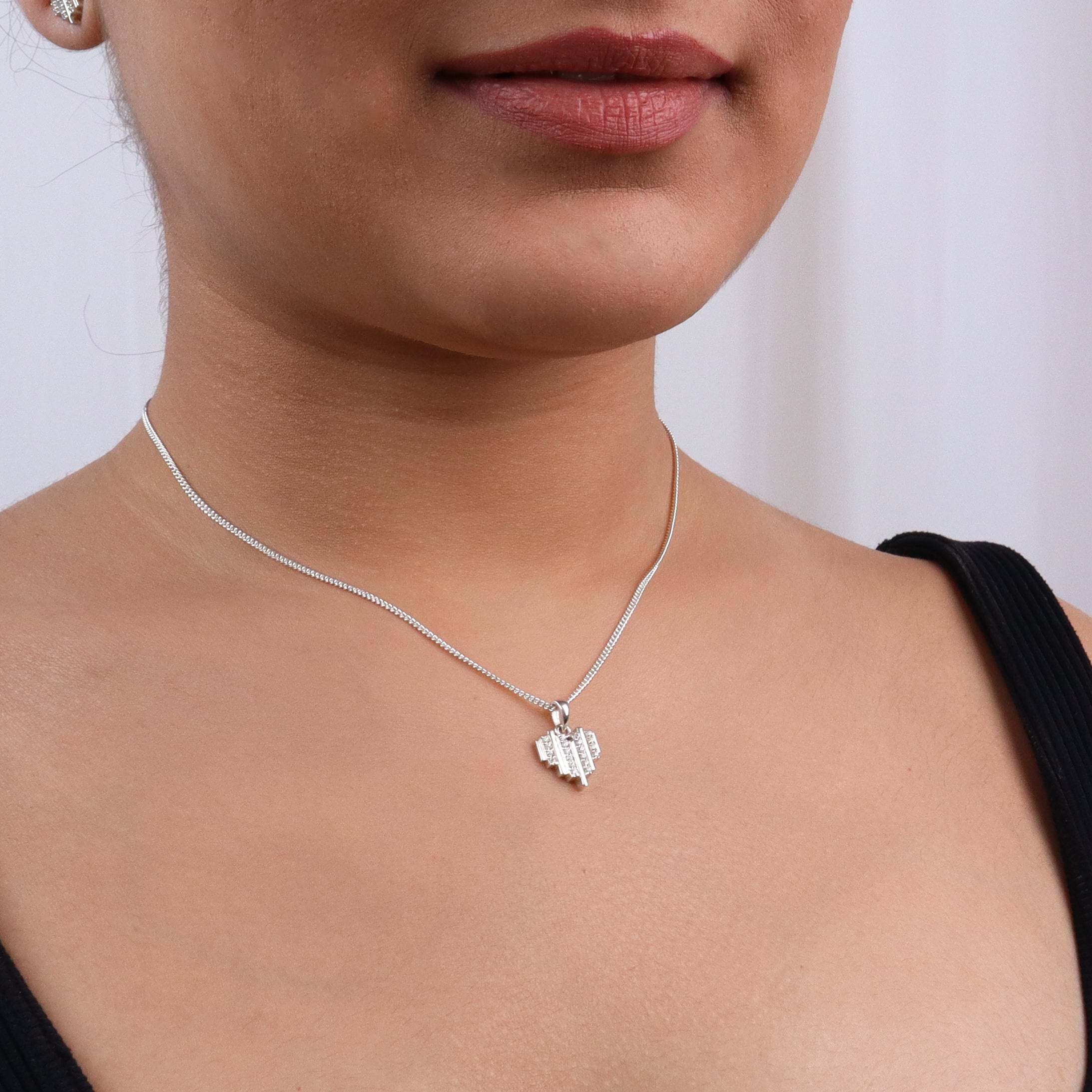 Heart Set with Chain | CZ | 92.5 Silver