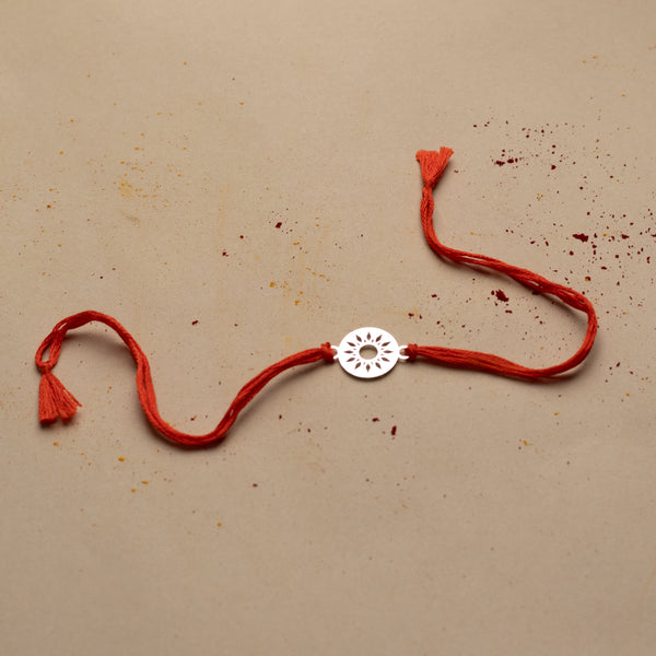 Silver Laser Cut Sun Rakhi