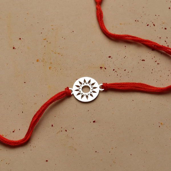 Silver Laser Cut Sun Rakhi