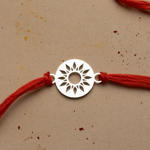 Silver Laser Cut Sun Rakhi
