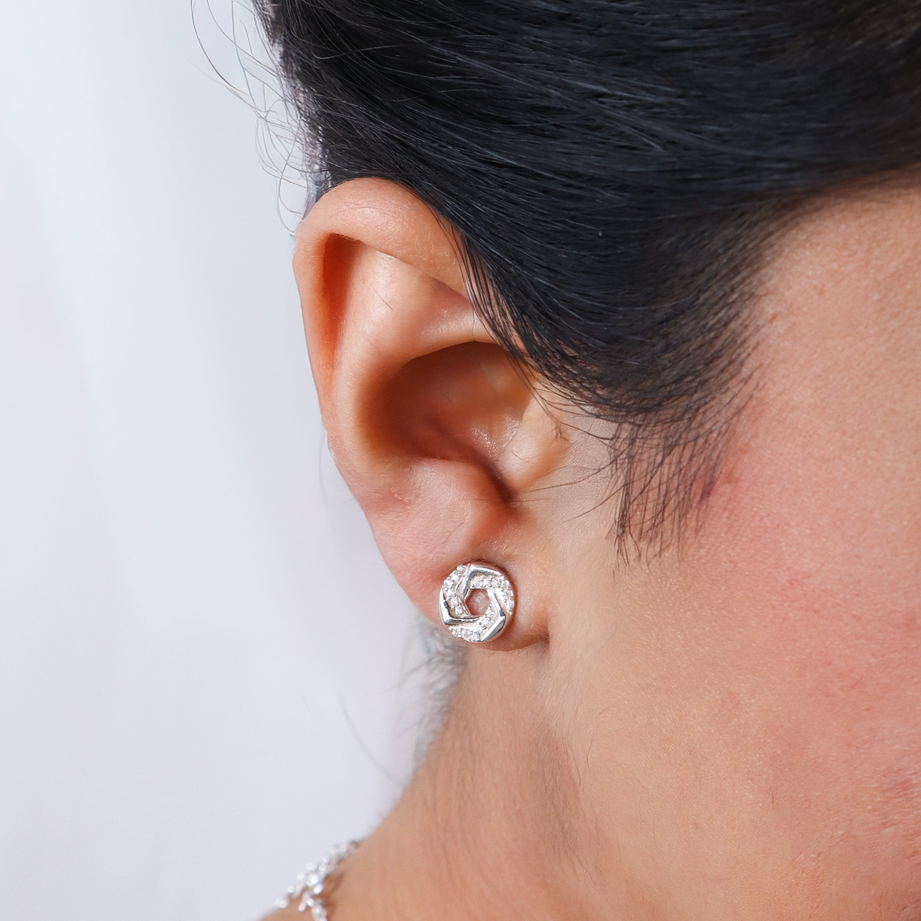 Spiral  Set With Chain | CZ | 92.5 Silver