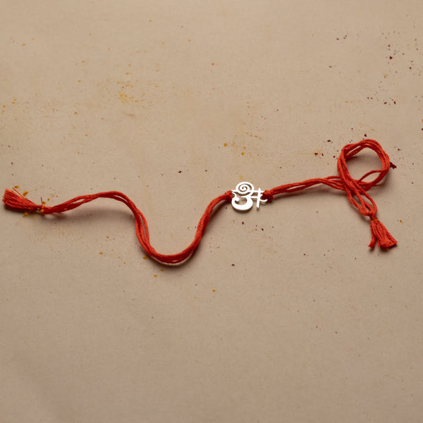 Silver Laser Cut 'अ' Akshar Rakhi in Devnagari