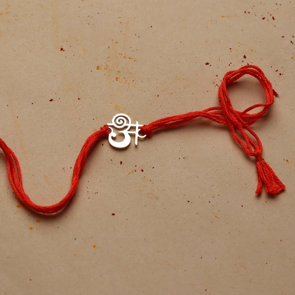 Silver Laser Cut 'अ' Akshar Rakhi in Devnagari