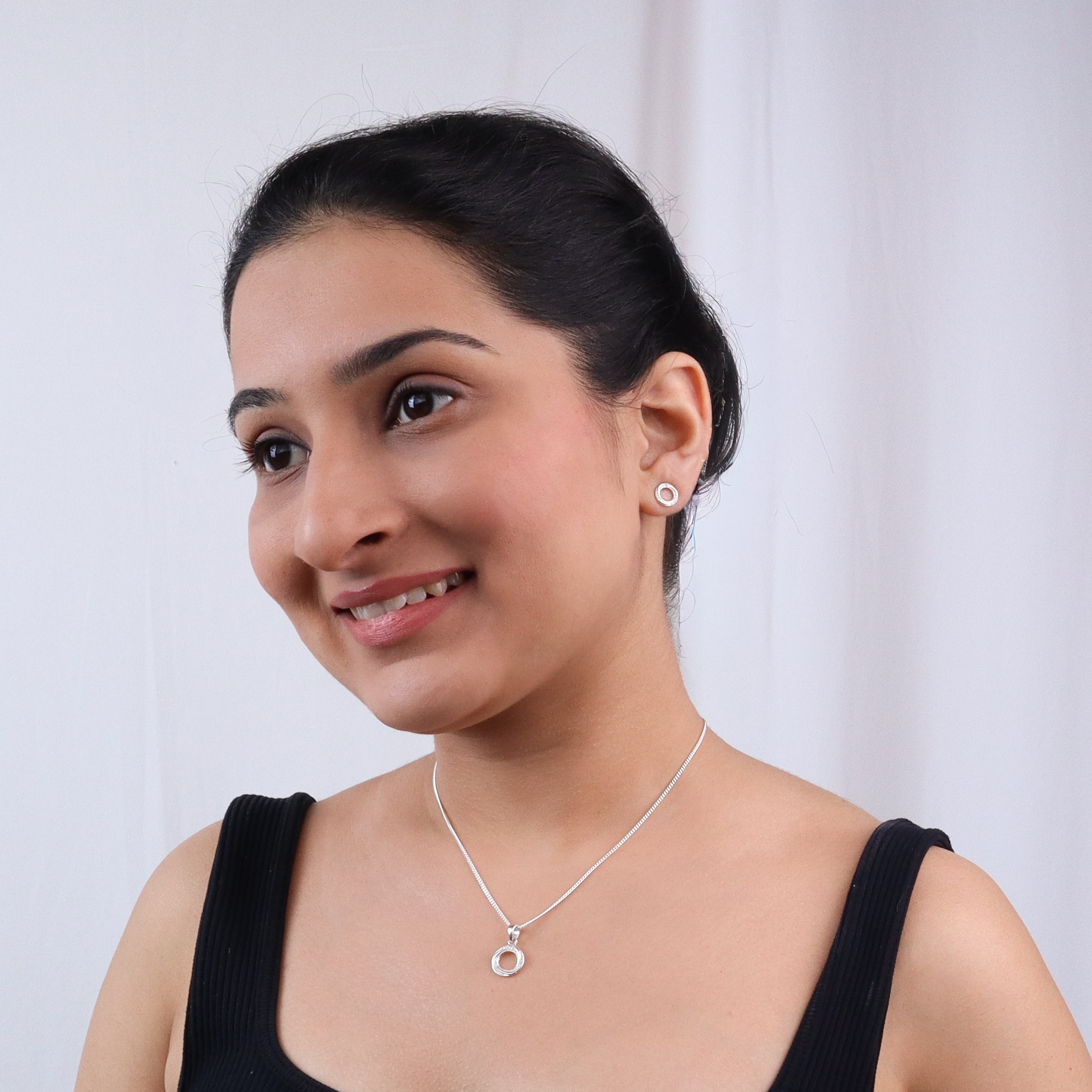Spiral  Set With Chain | CZ | 92.5 Silver