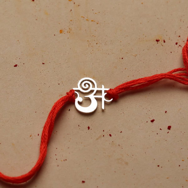 Silver Laser Cut 'अ' Akshar Rakhi in Devnagari