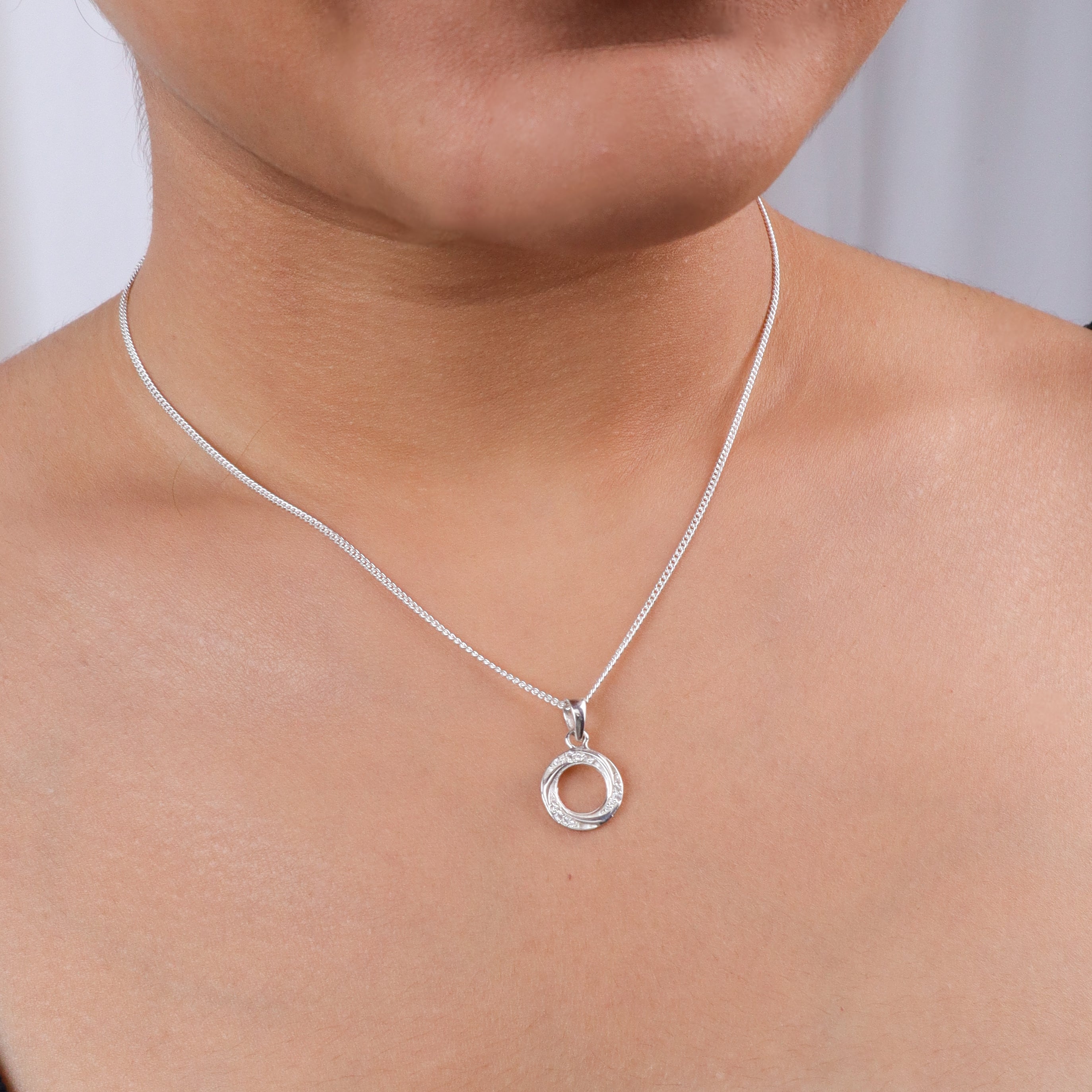 Swirl Set with Chain | CZ | 92.5 Silver