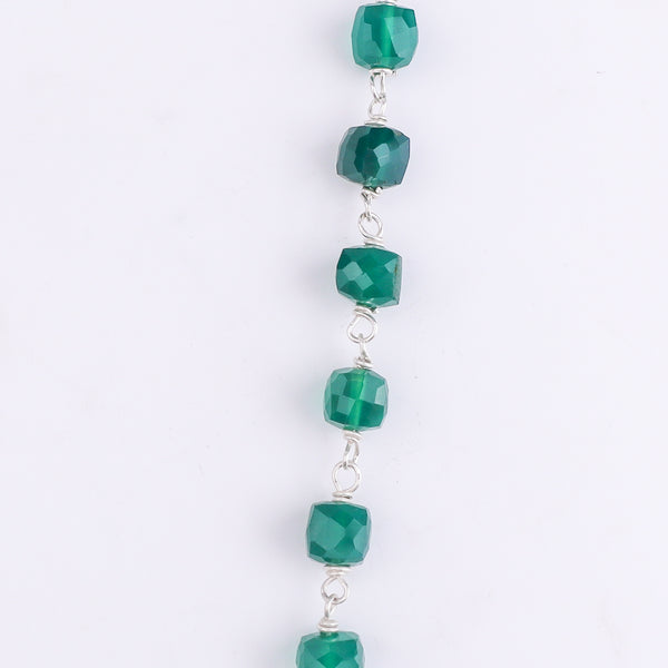 Silver CZ Tanmani Set with Green Onyx