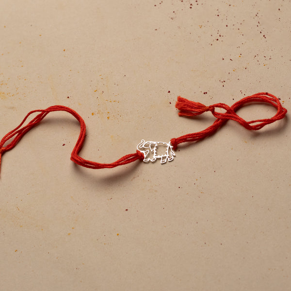 Silver Laser Cut Elephant Rakhi