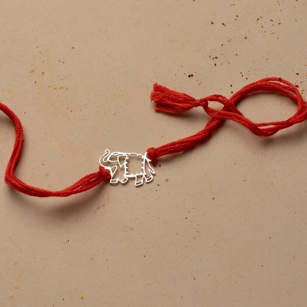 Silver Laser Cut Elephant Rakhi