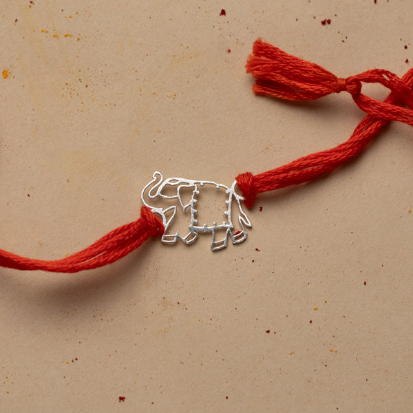 Silver Laser Cut Elephant Rakhi