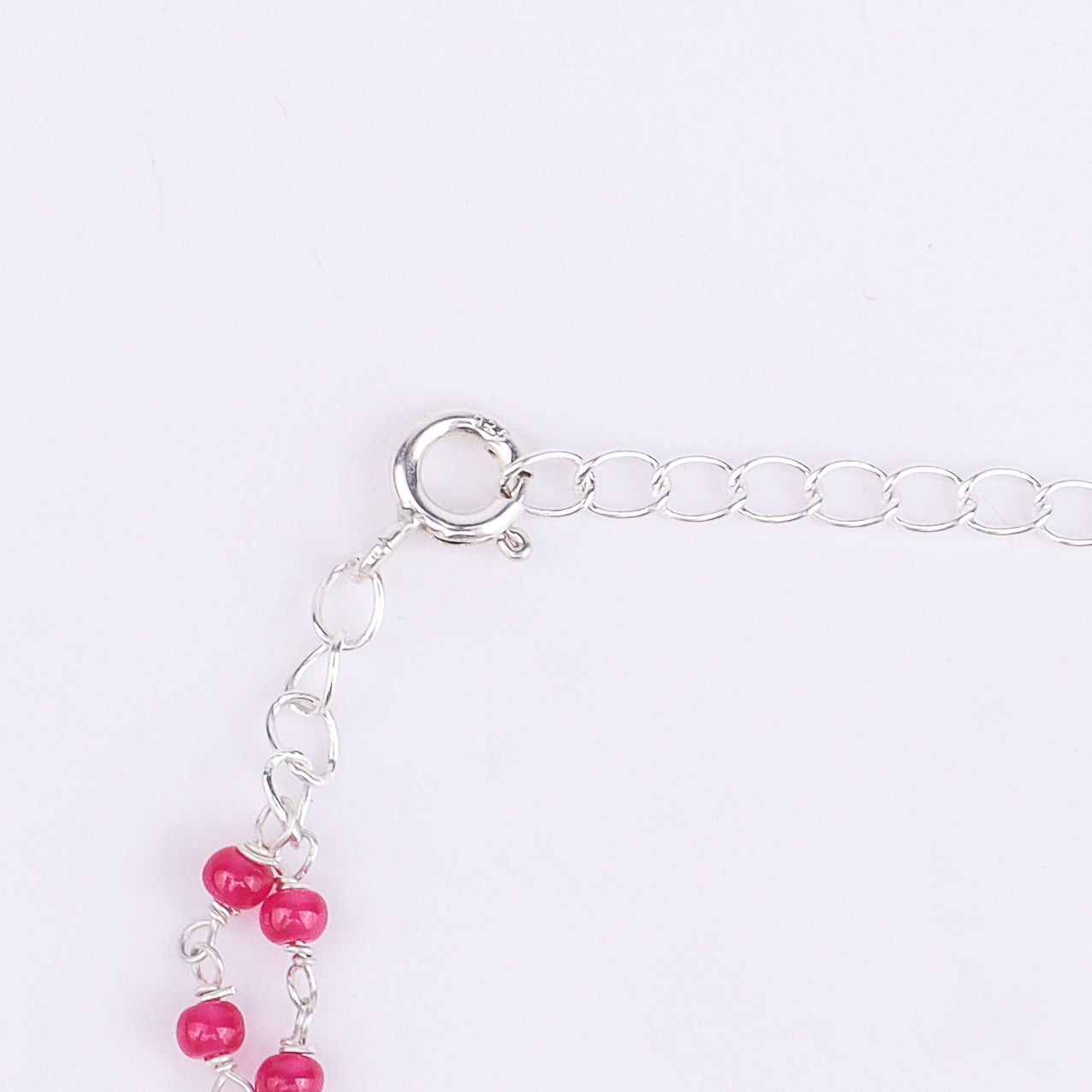 Silver Pink CZ Tanmani Set with Green Onyx & Rubies