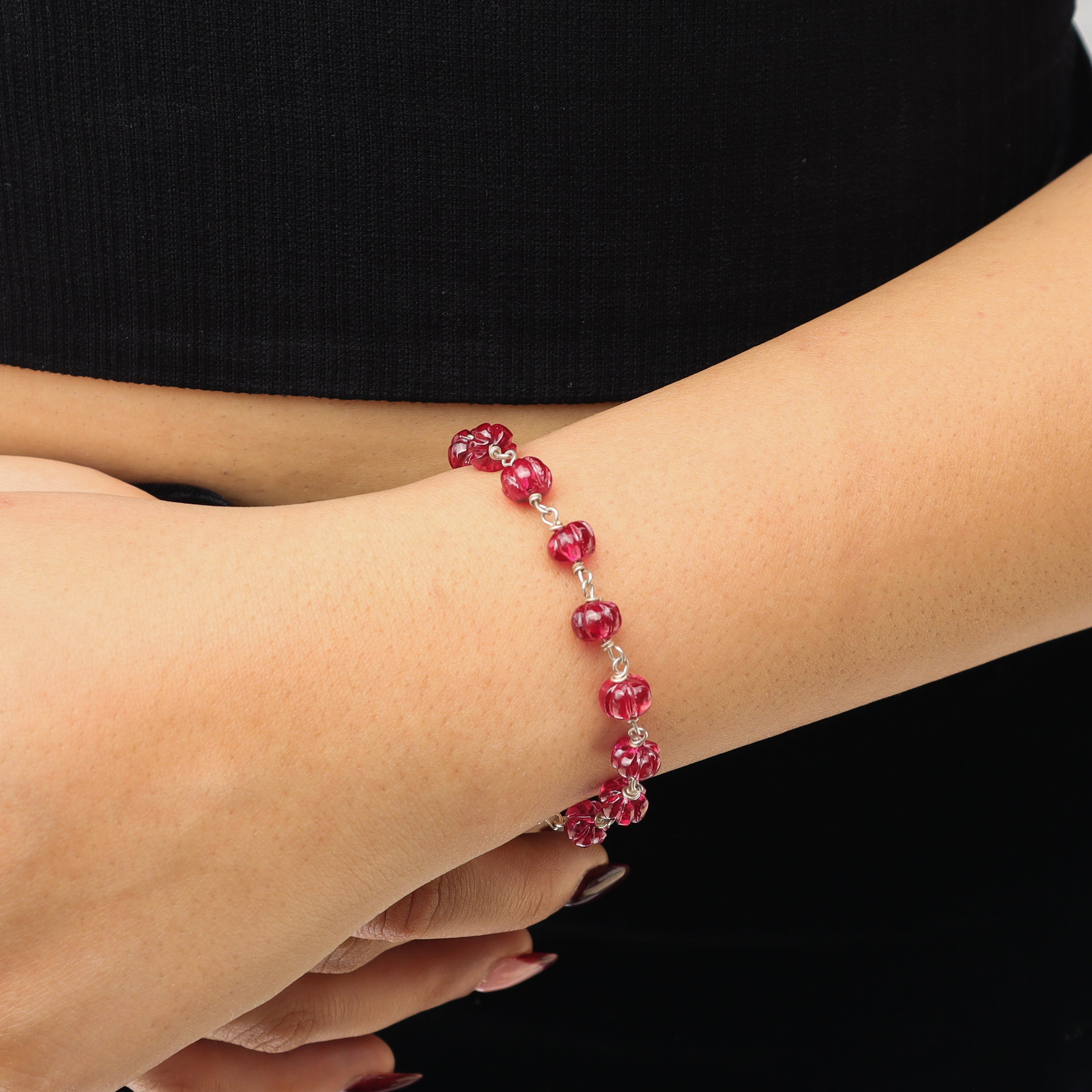 Silver Ruby Ganthan Braceelet
