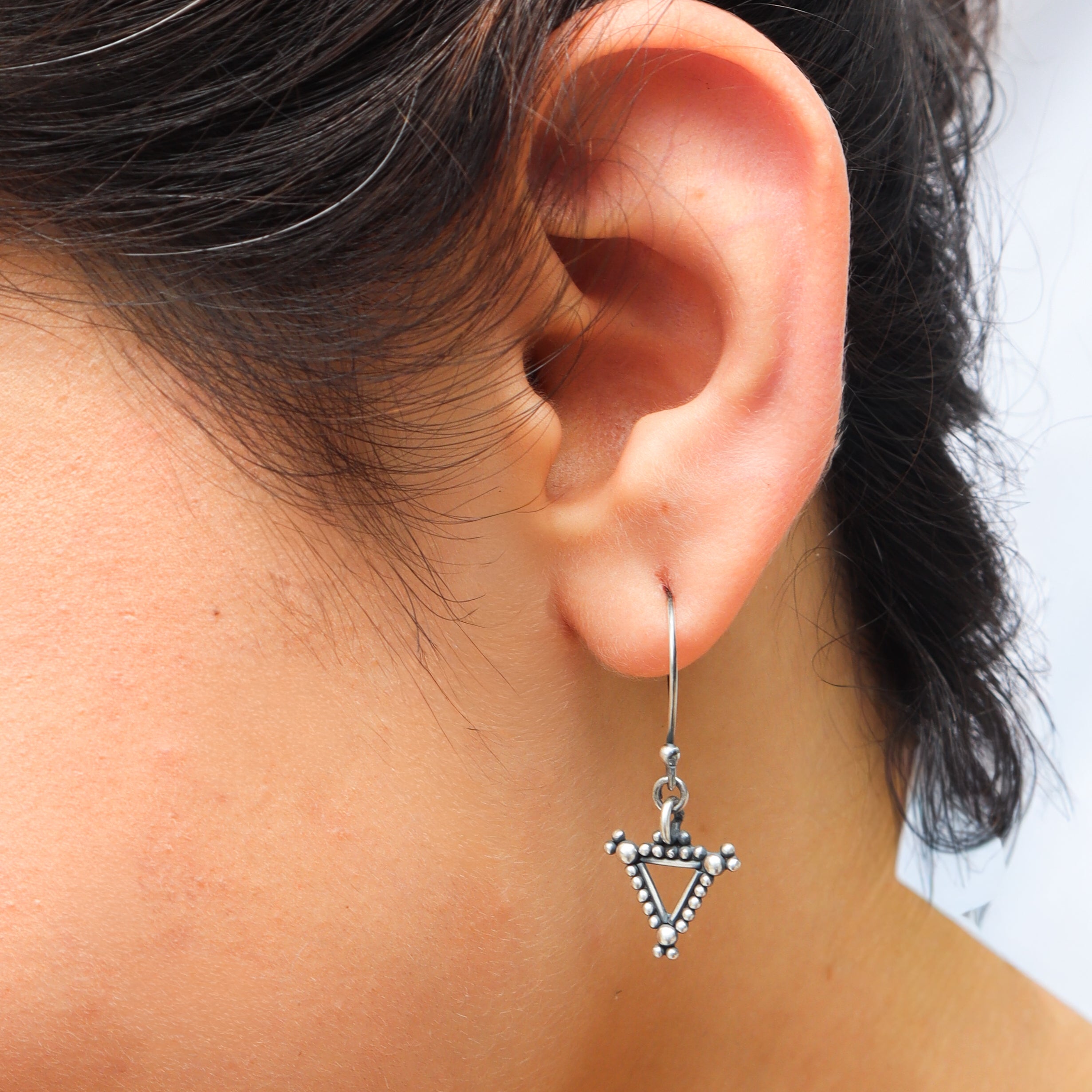 Silver Triangle Dangler Earring
