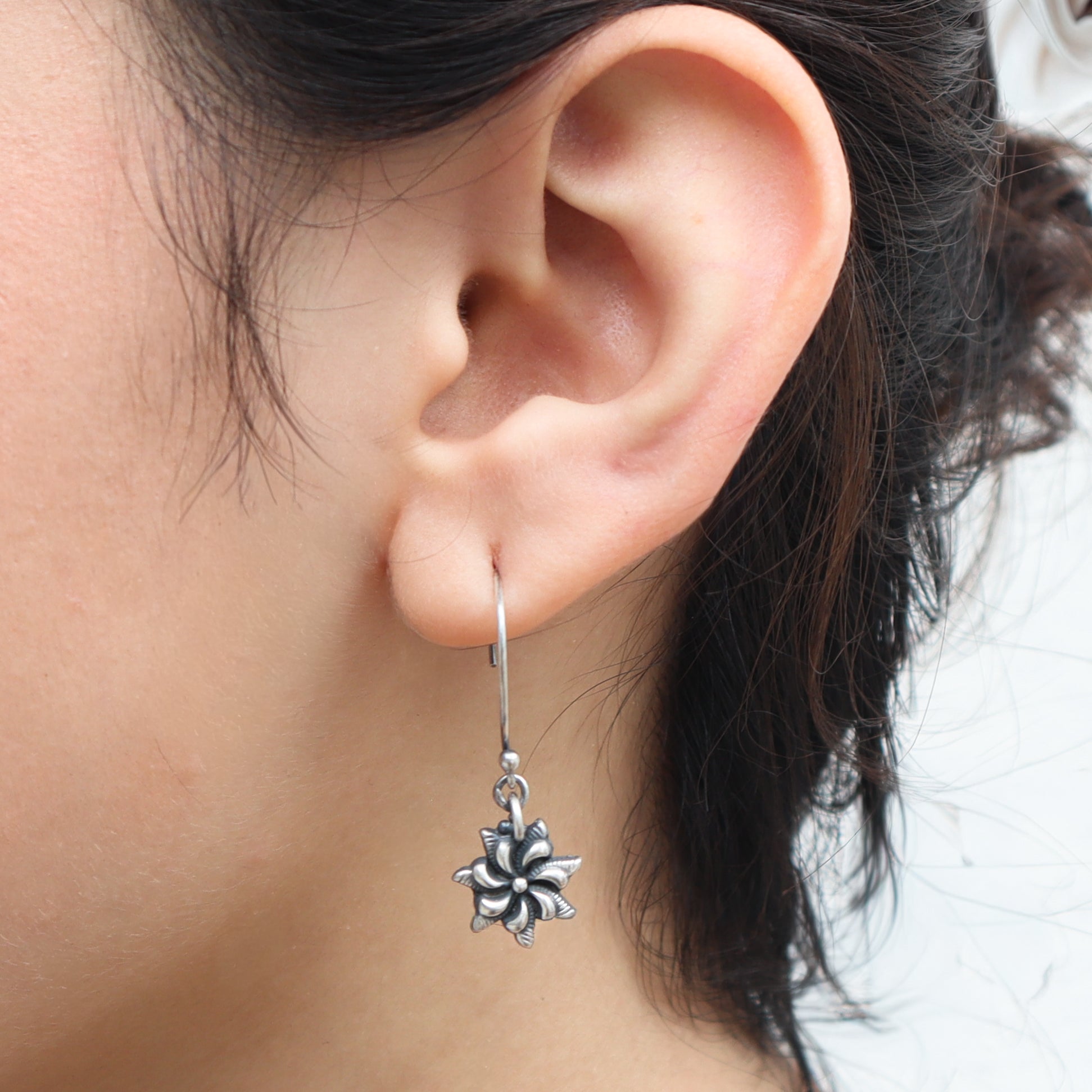 Silver Oxidized Prajakta Dangler Earring