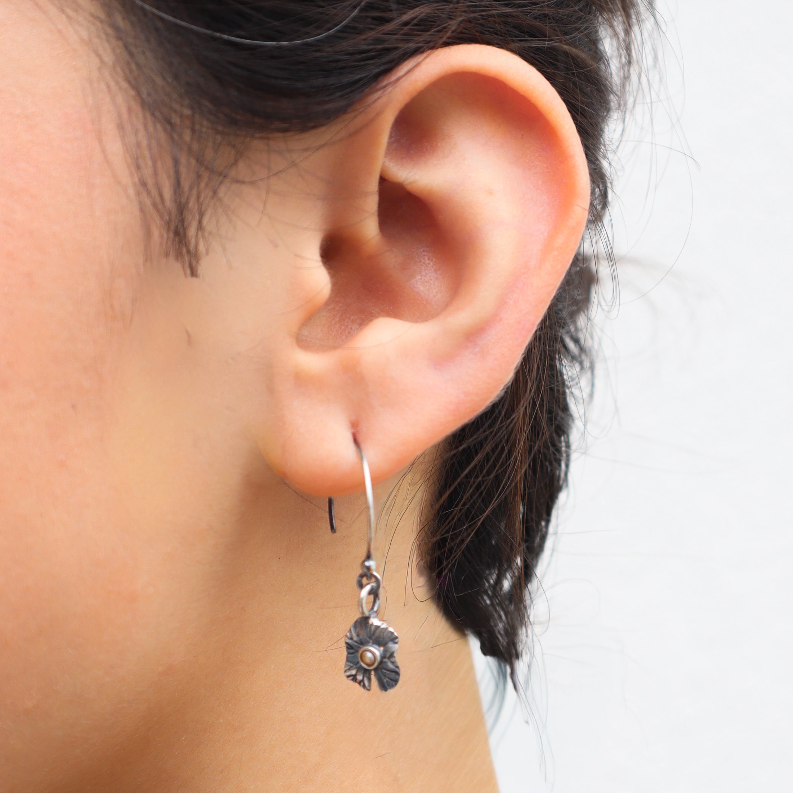 Silver Oxidized Saroj Parna Dangler earring