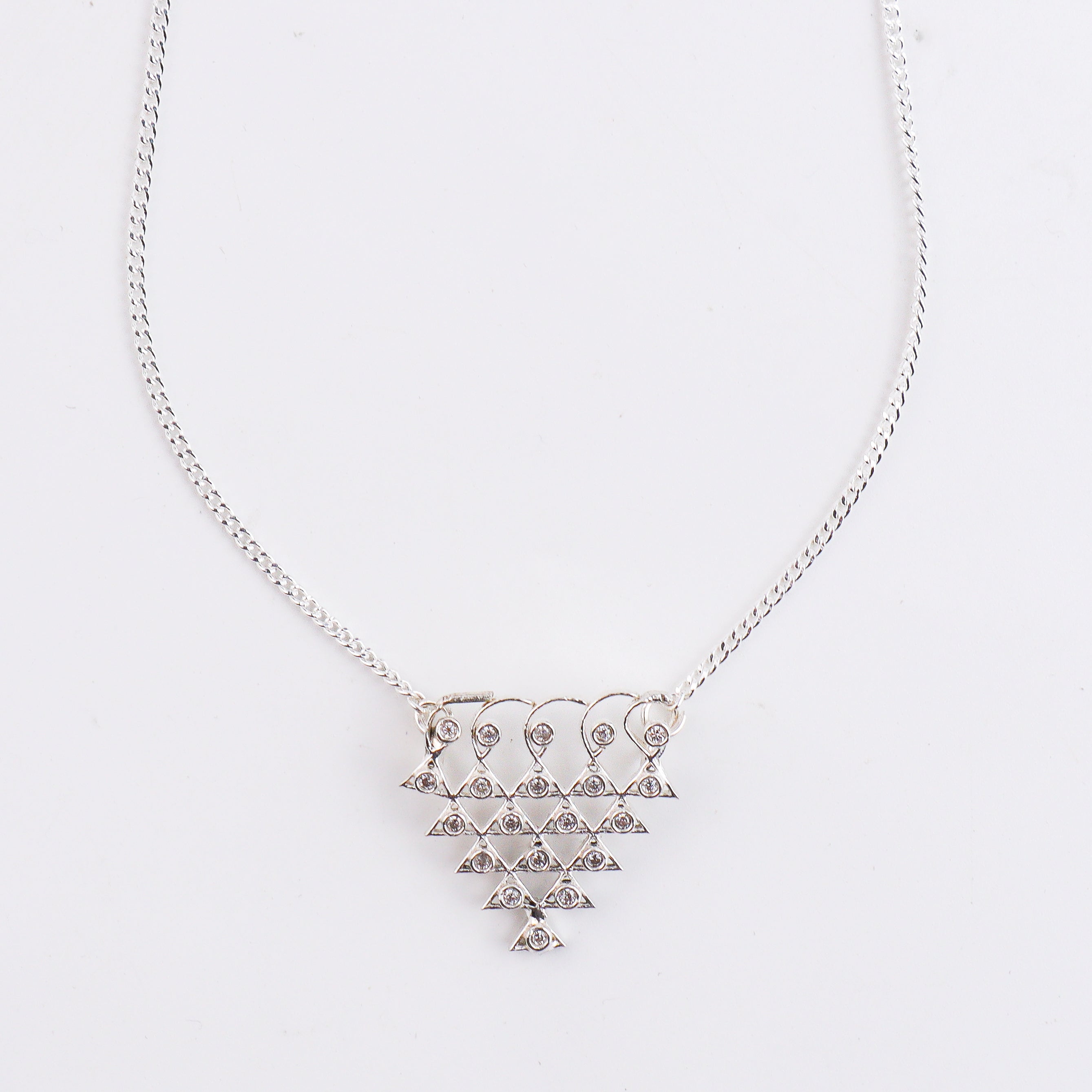 Silver CZ Sarawasti Necklace