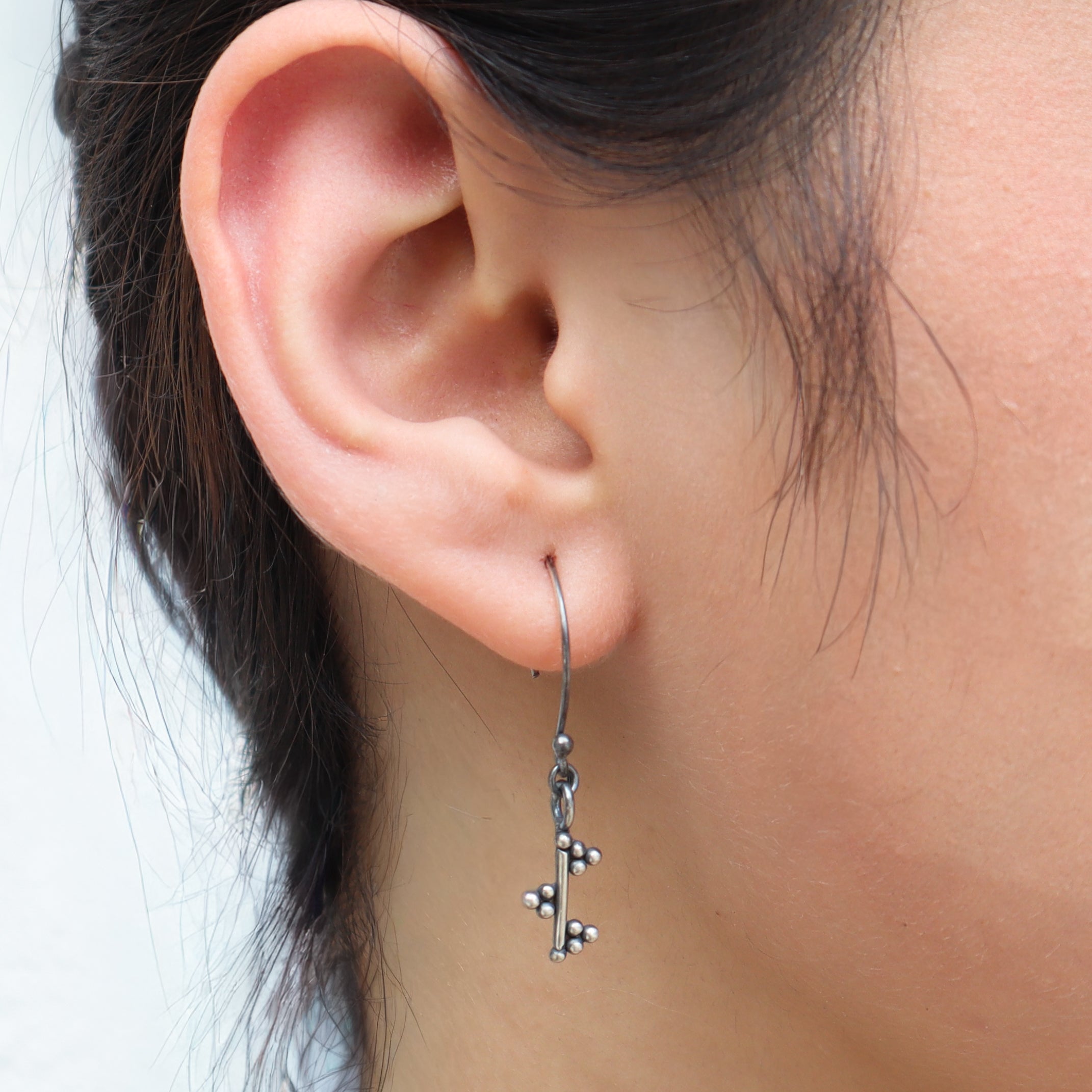 Silver Dots and Line Dangler Earring
