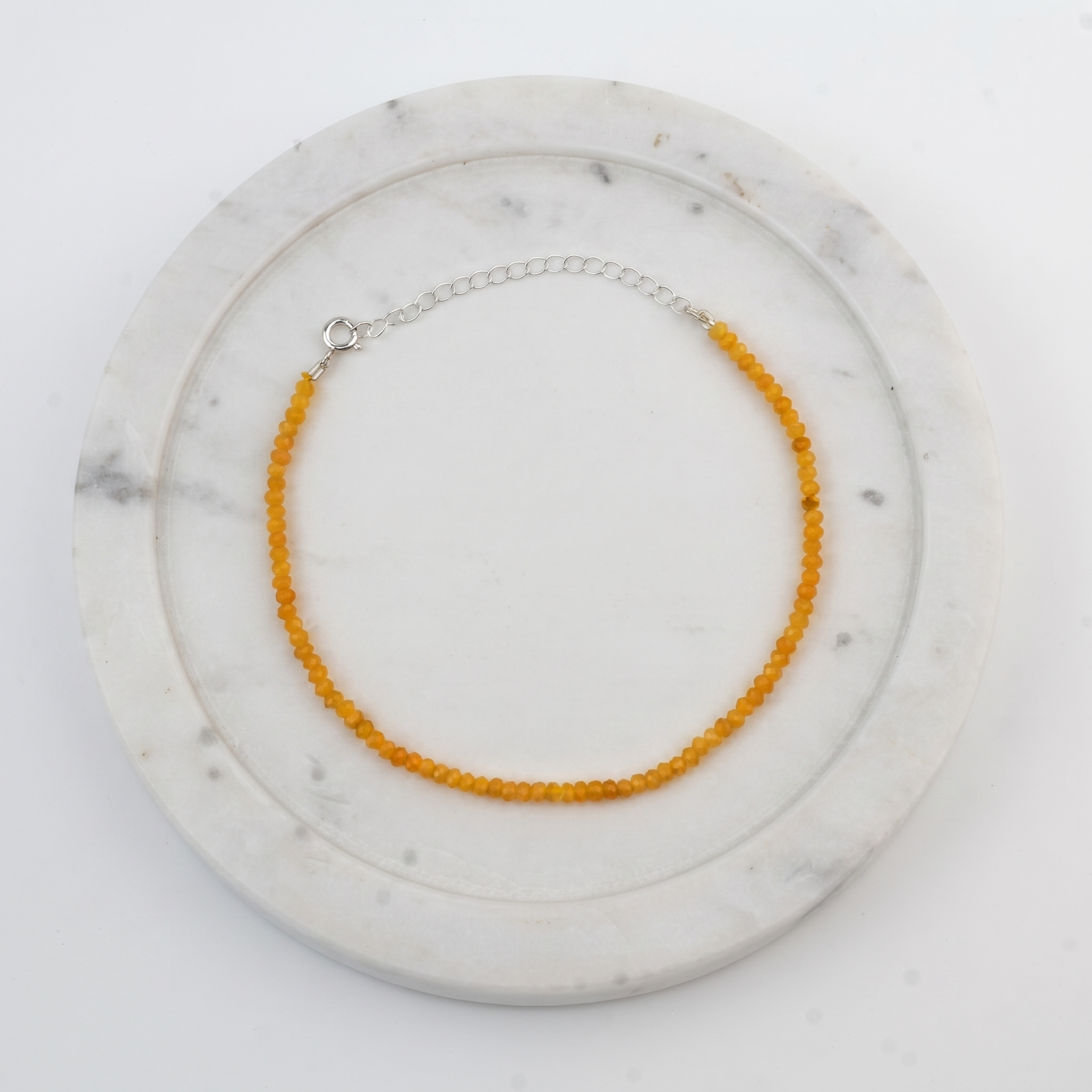 Yellow Jade Silver Anklet (Project Handmade)