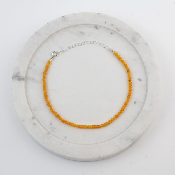 Yellow Jade Silver Anklet (Project Handmade)