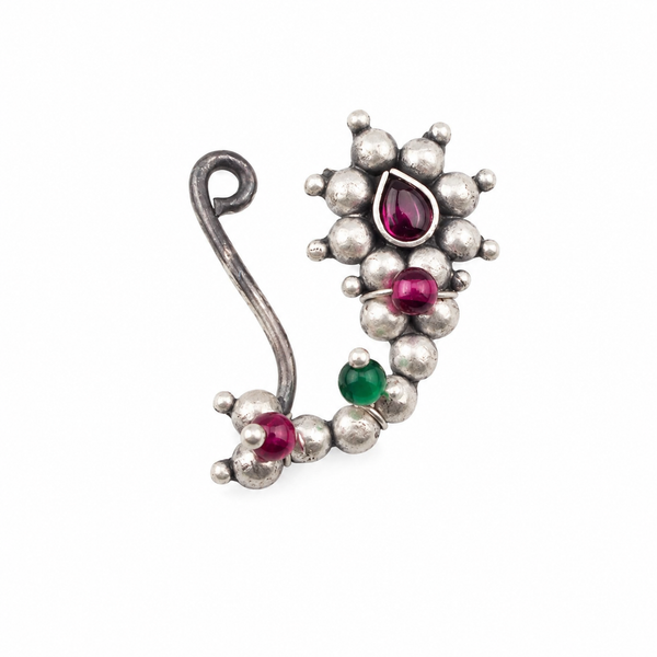 Itihaas Silver Maharashtrian Nath: Small (Left, clipon)
