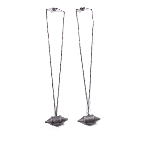 Silver oxidised Kashmiri Dejhoor earrings with intricate detailing