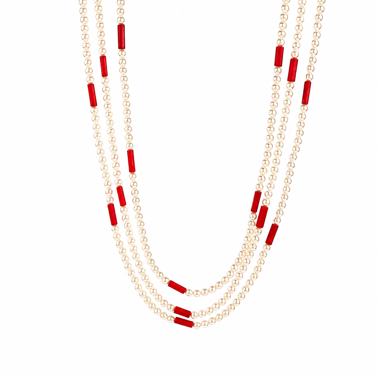 Layered Coral & Pearls Necklace