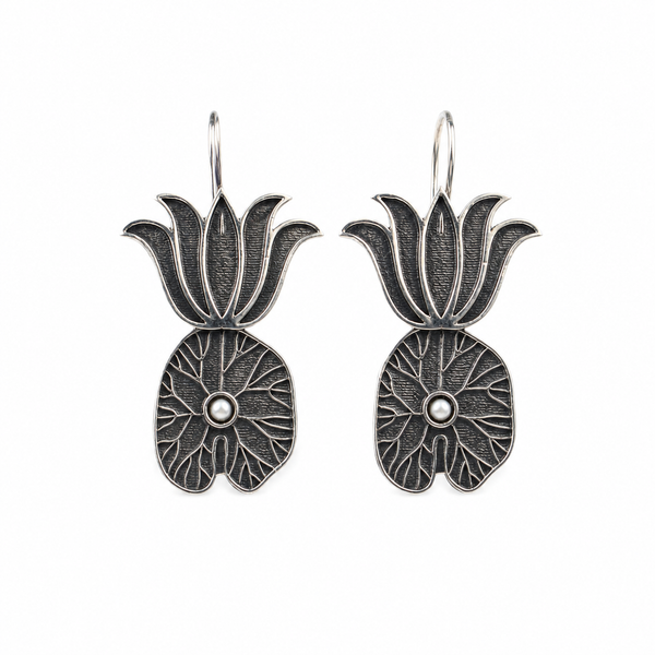Lotus and Lotus Leaf earrings - Moha Maya Collection