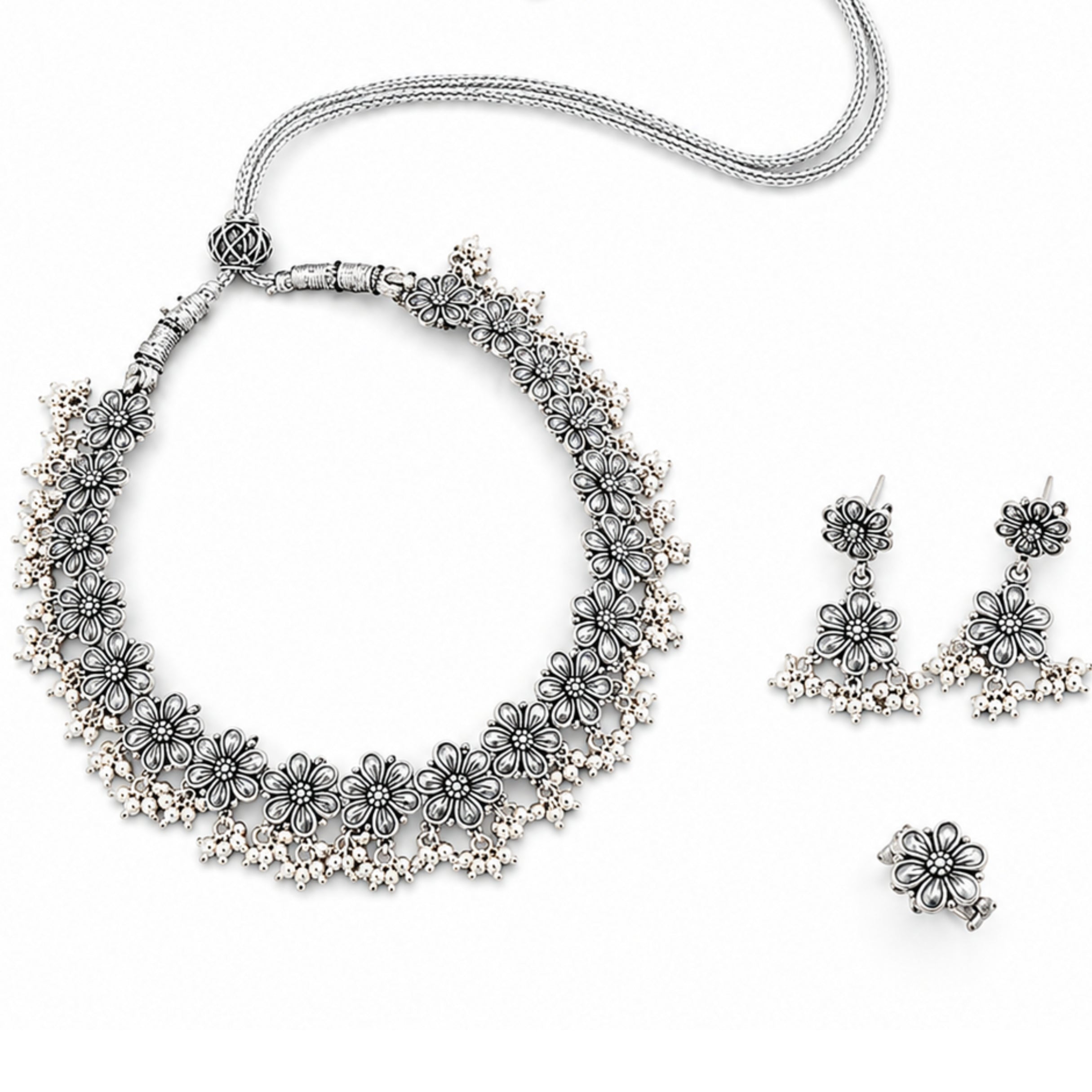 Bageecha Set - Silver Floral (Made to Order)