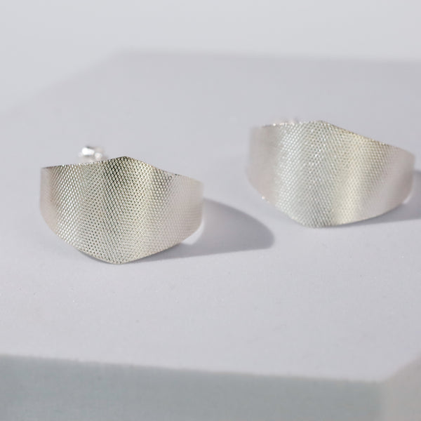 Alisha Hoops -  Fold Earrings ( Shiny Silver Finish )