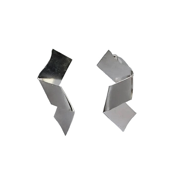 Gaga - Fold Earring ( Shiny Silver Finish )