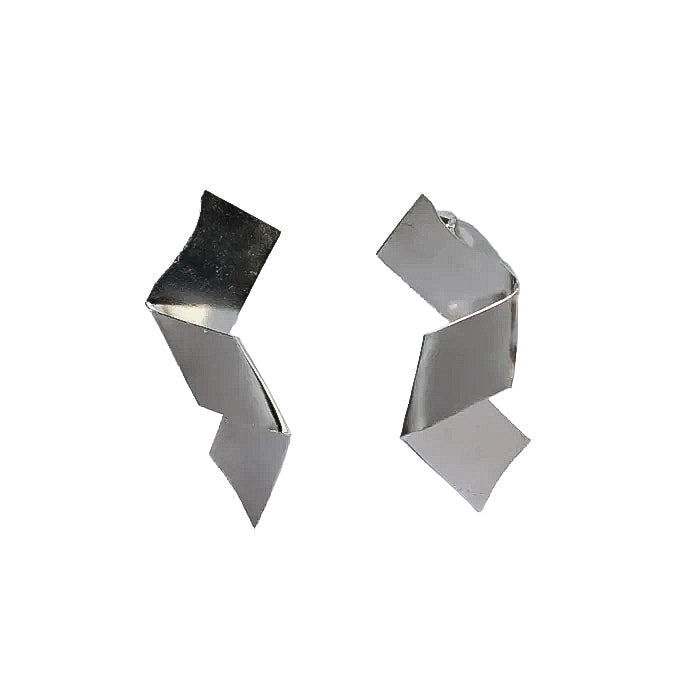 Gaga - Fold Earring ( Shiny Silver Finish )