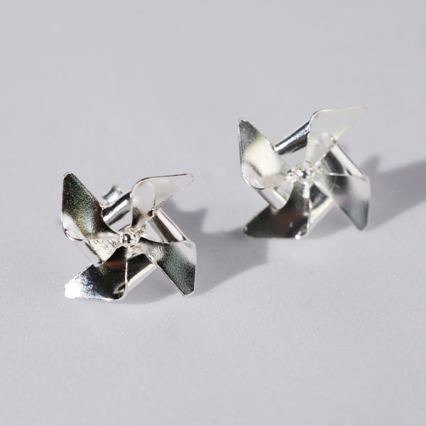 Pinwheel Studs - Fold Earrings | 92.5 Silver
