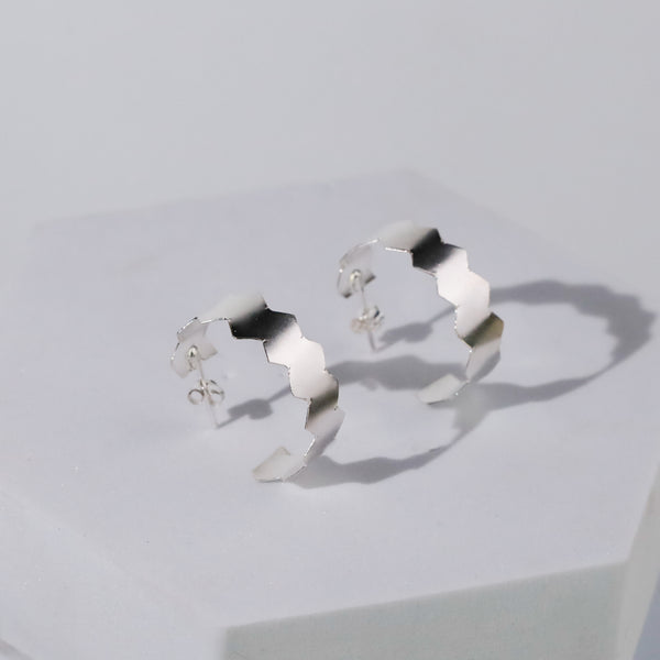 Natasha- Fold Earrings ( Shiny Silver Finish )