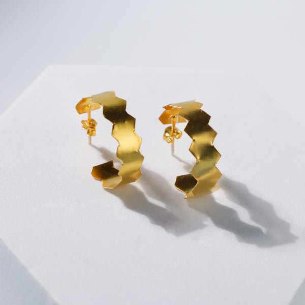 Natasha- Fold Earrings |  92.5 Silver | 22K Gold Plated