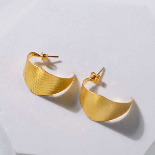 Alisha Hoops - Fold Earrings |  92.5 Silver | 22K Gold Plated