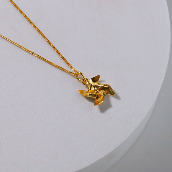 Pinwheel Necklace - Fold Collection |  92.5 Silver | 22K Gold Plated