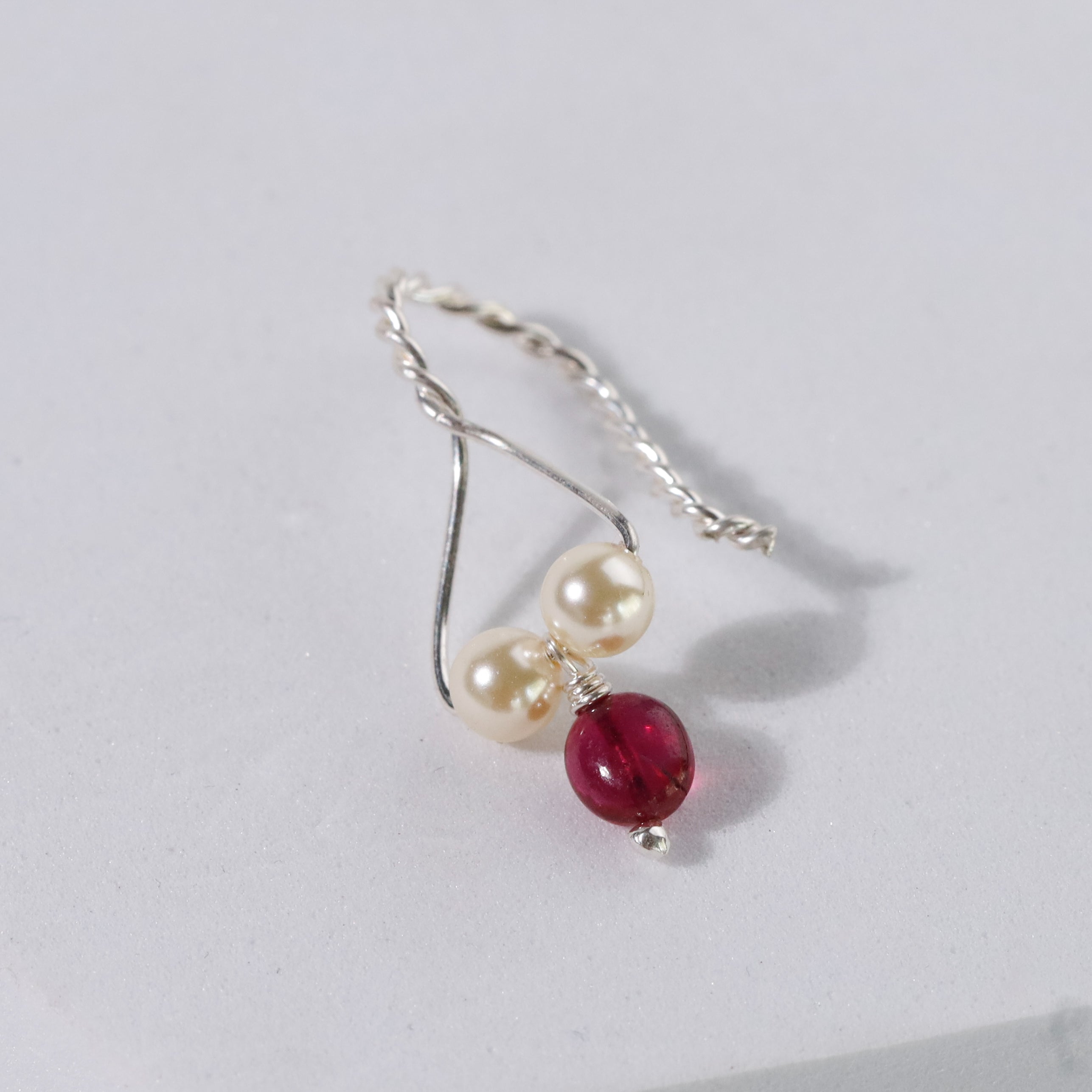 Silver Big Bali with Pearls and Ruby