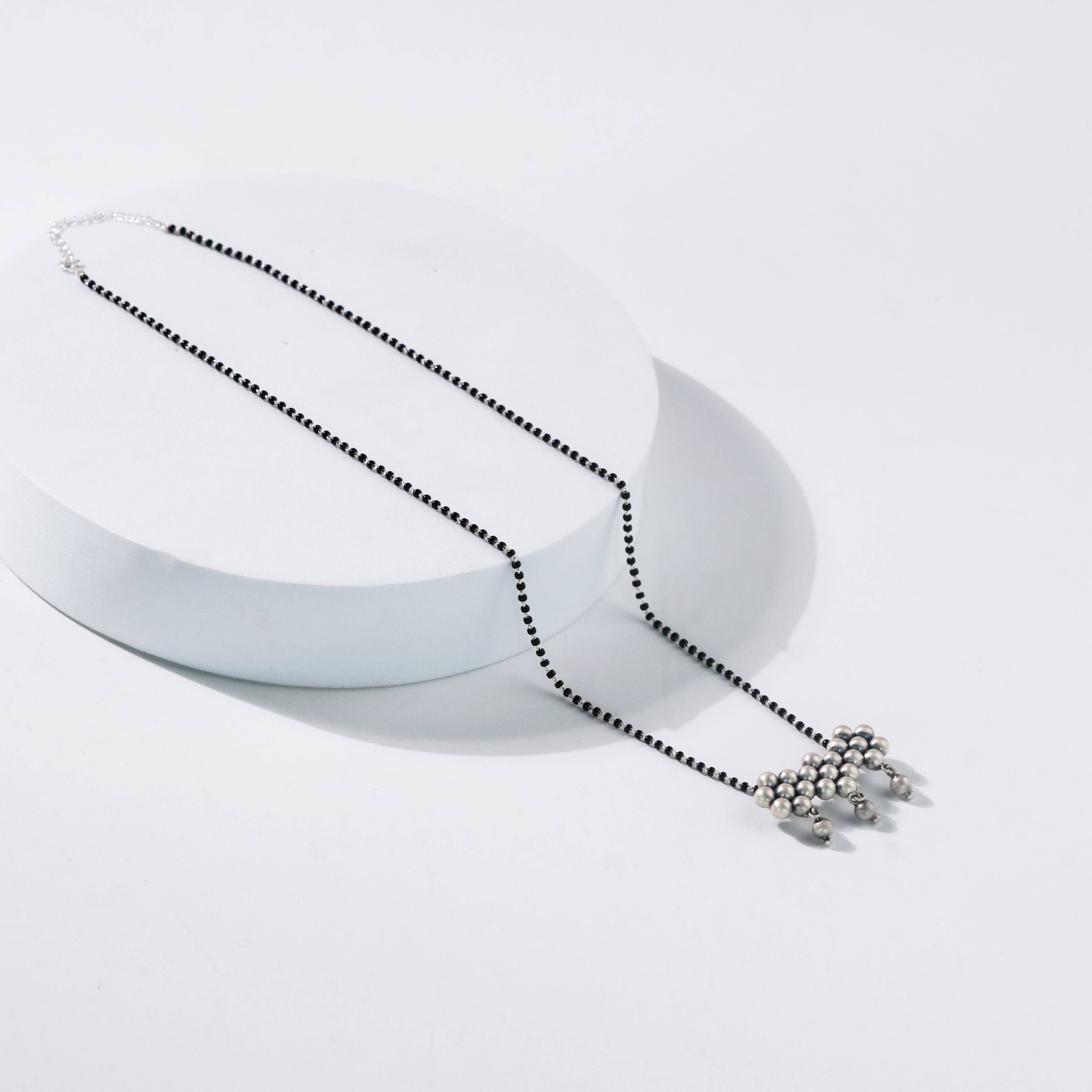 Silver Kudi  Mangalsutra with Black Bead String