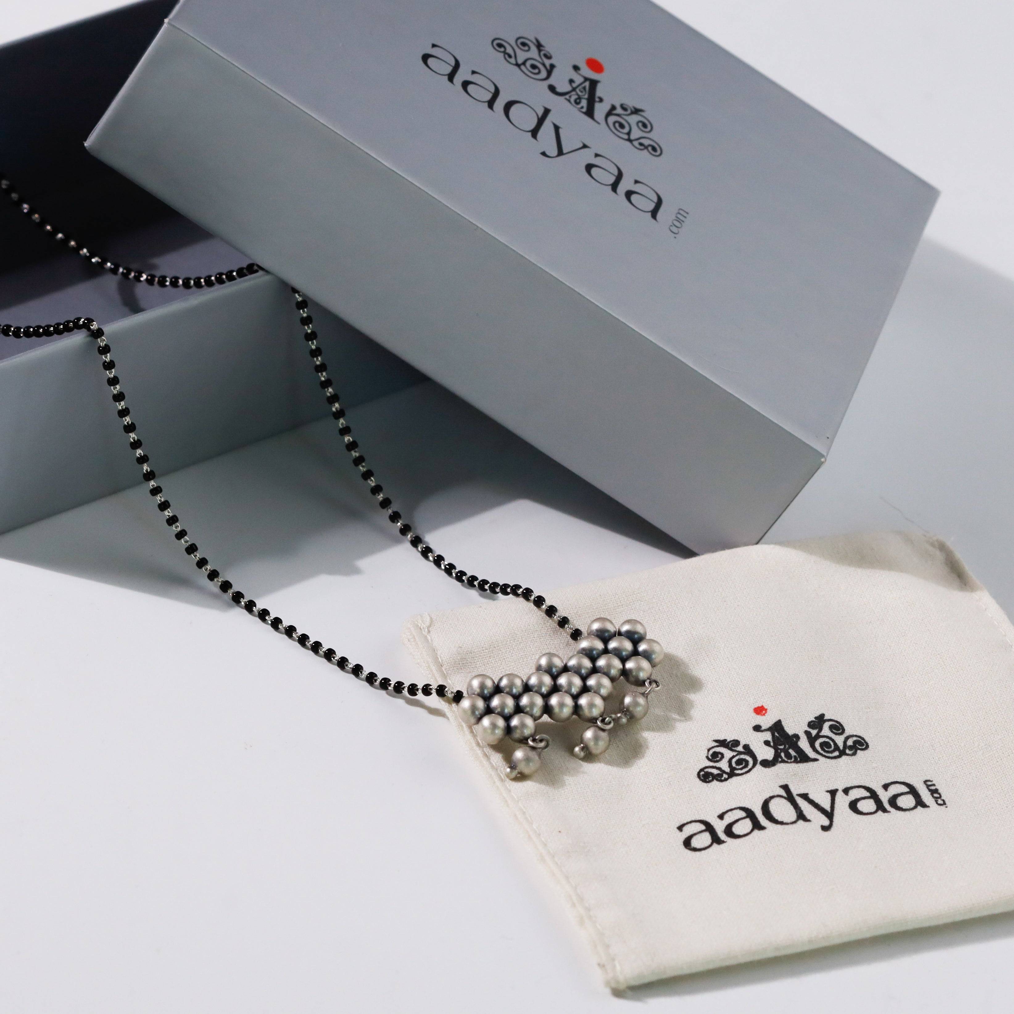 Silver Kudi  Mangalsutra with Black Bead String
