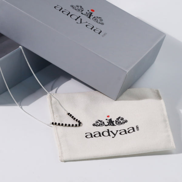 Minimalist silver chain mangalsutra polished finish