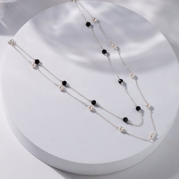 Minimal three way silver chain mangalsutra design